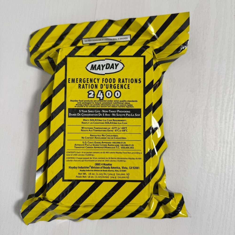 3 Day Food Bar Supply Emergency SurvivalFood Rations Mayday 2400 Calorie Pack